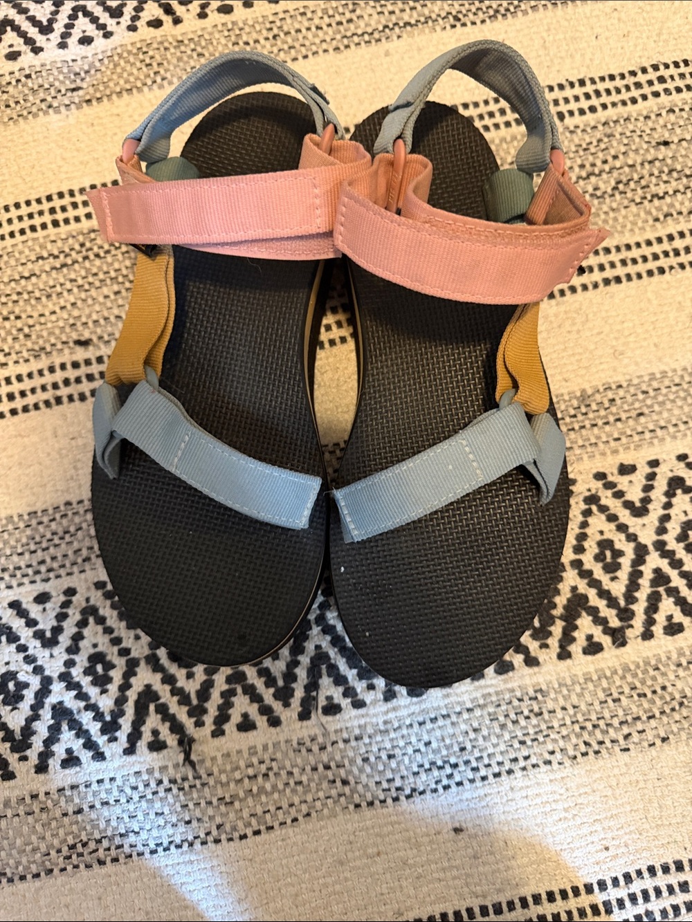 Teva Multicolor Strap Sandals - Pink, Light Blue, Mustard
